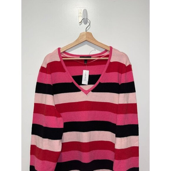 NWT Lane Bryant Pink Striped Pullover V-neck Long Tunic Women's Plus Size 22/24 - Picture 3 of 11